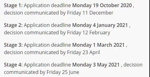  英国2021Fall硕士申请开放时间汇总